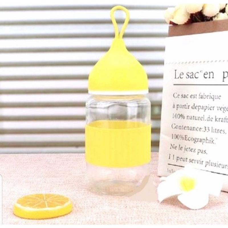 BOTOL KACA SIRUBY BOTOL KACA LEMON 280ML BOTOL MINUM SOUVENIR PERNIKAHAAN BOTOL BELING SOUVENIR MILO