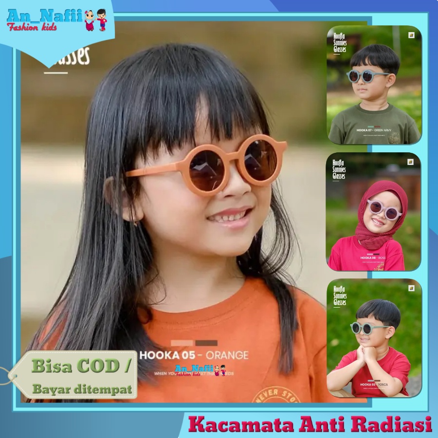 Kacamata Anak Anti Radiasi Bentuk Bulat Umur 1 - 8 Tahun Sunnies Glass Hoofla Kacamata Fashion Anak-Anak Gaya Korea Kualitas Premium