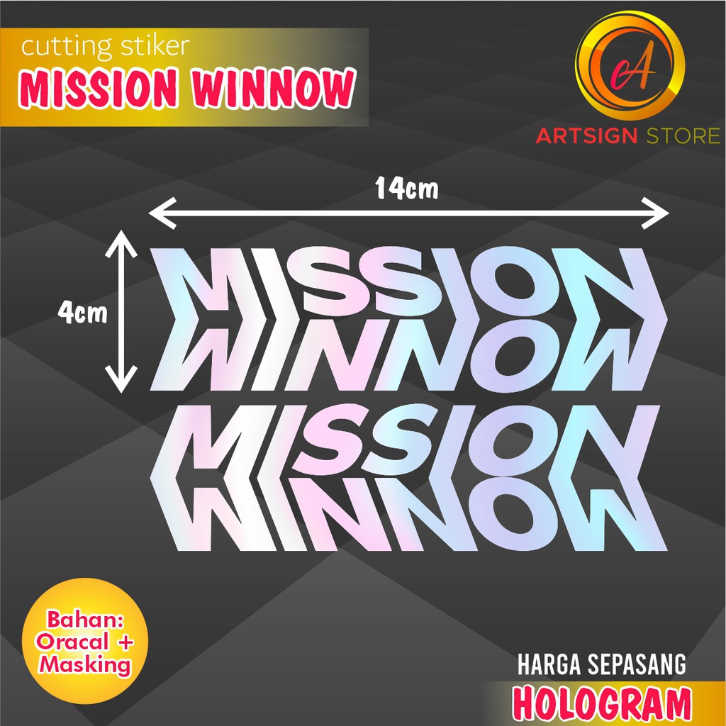 Cutting Stiker MISSION WINNOW Hologram Kiri Kanan / Sticker MISSION WINNOW Sepasang Helm KYT / AGV
