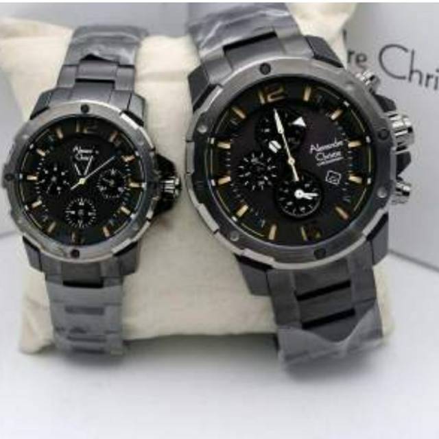 Jam tangan Alexandre Christie ac 6410 rantai couple black