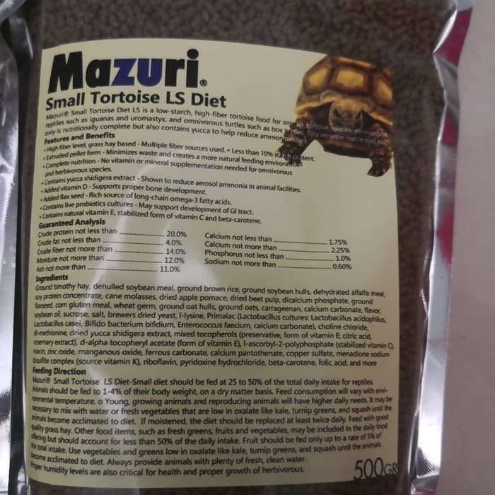 Mazuri Small Tortoise LS 150 gr Pelet Baby Kura Kura Darat Sulcata Radiata Aldabra Istar