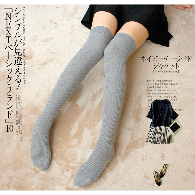 KT-06 Overknee Socks Kaos Kaki Sepaha Tebal Motif Garis stocking lolita cosplay