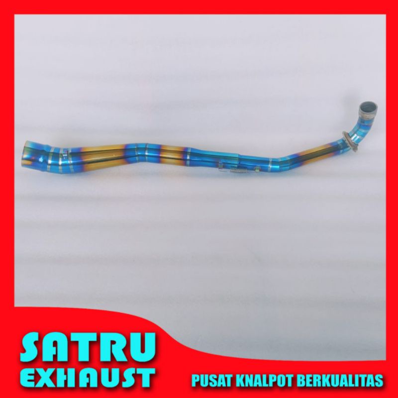 Pipa leheran knalpot bluegold Shogun Smash model samping full cacing stainless Vega R zr Jupiter Z b