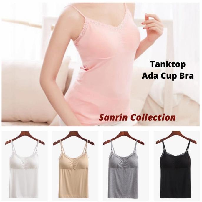 TANK TOP WANITA TANKTOP CUP BRA RENDA IMPORT CAMISOL TANK TOP FIT TO L TANKTOP WANITA