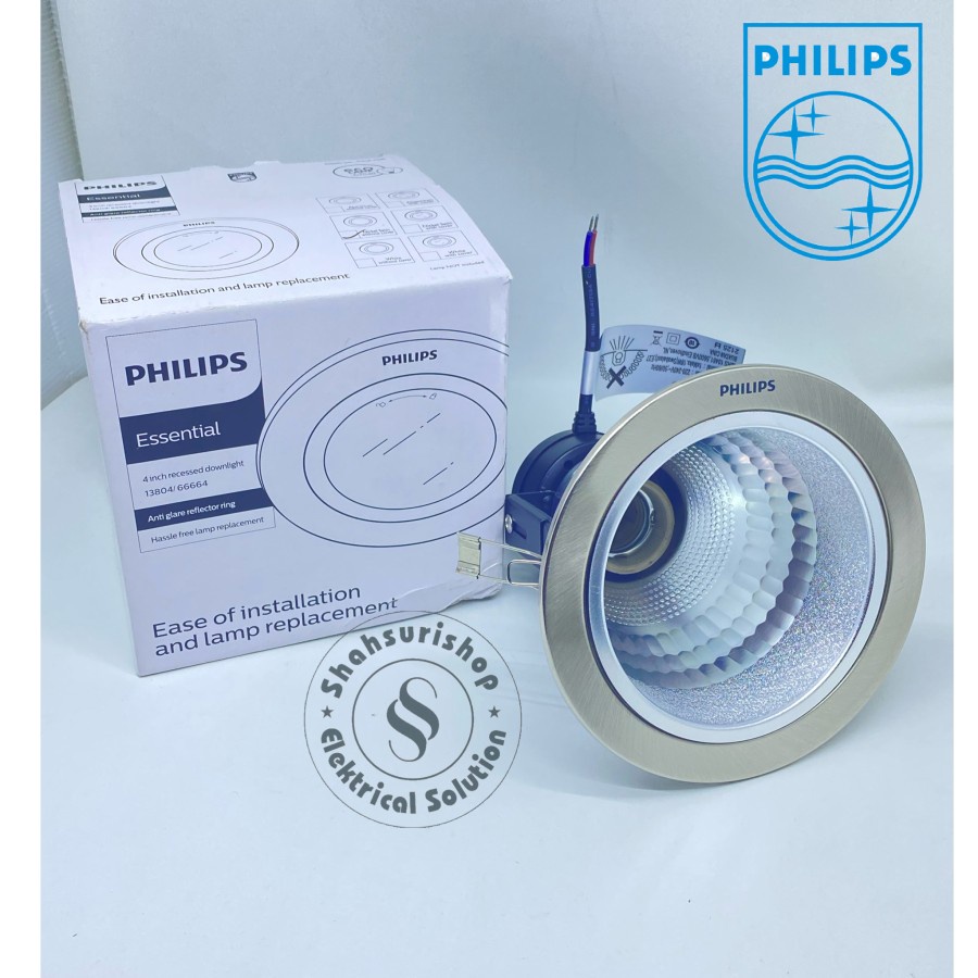 PHILIPS DOWNLIGHT RECESSED NICKEL 66664 4 INCH 4&quot; SILVER MAX 18 WATT