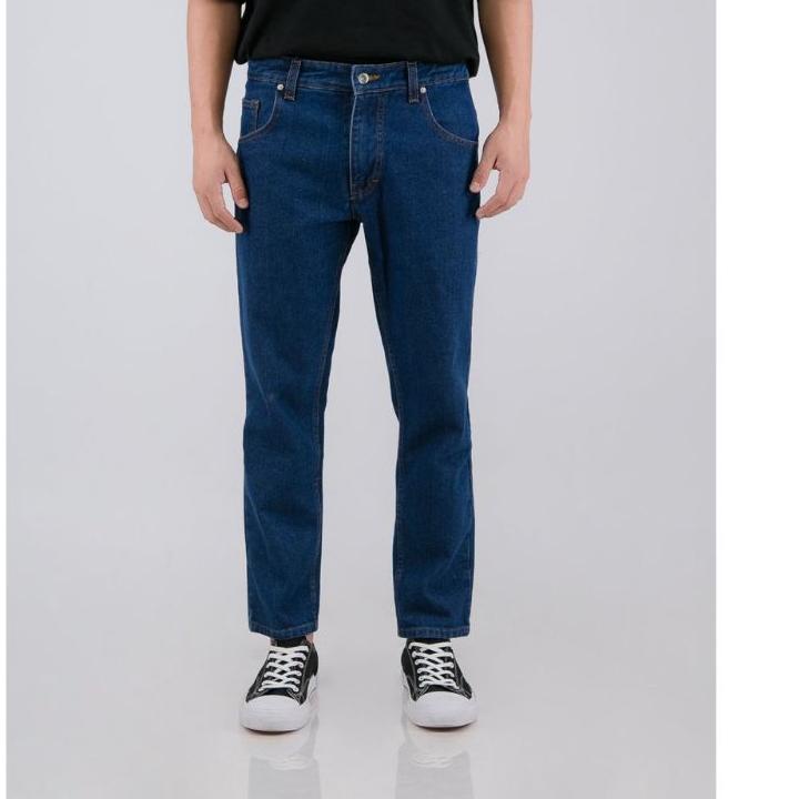 (PROMO FY048) Celana Panjang Jeans Pria Slim Fit Blue & Black Denim Jeans ✦