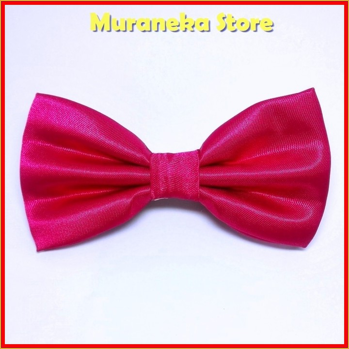 Dasi Kupu Polos Pink Pita Setelan Kupu2 Pesta Slim bowtie Pengantin Wedding Set Satin Wanita Instan