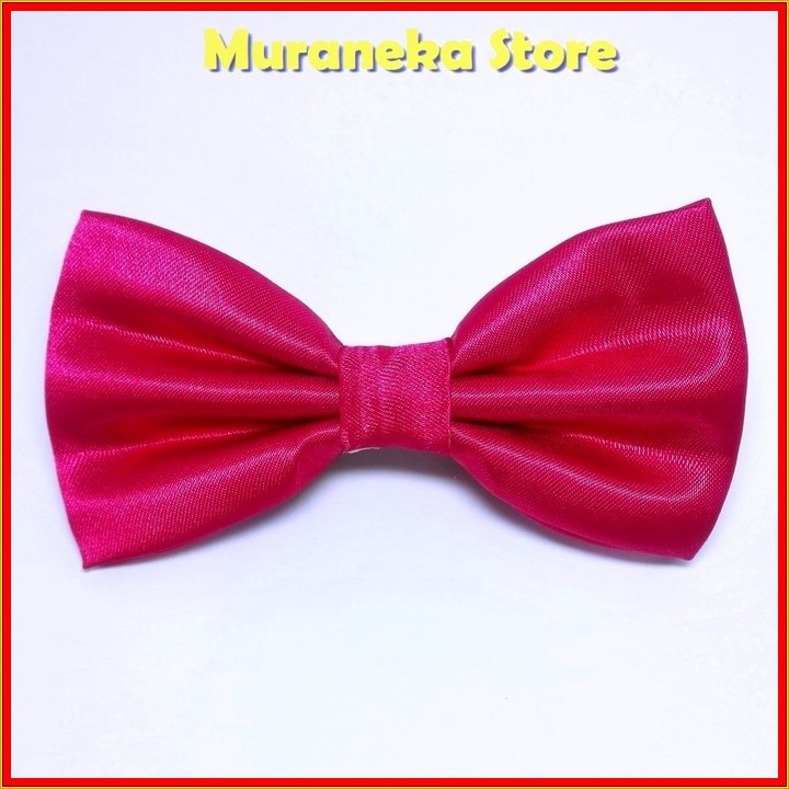 Dasi Kupu Polos Pink Pita Setelan Kupu2 Pesta Slim bowtie Pengantin Wedding Set Satin Wanita Instan