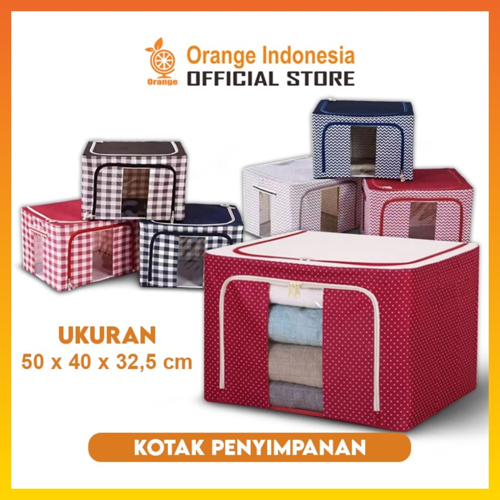 Kotak Penyimpanan Serbaguna Storage Box 66L Double Zipper Frame Baja Large Besar Multifungsi RANDOM WHFURNITURE