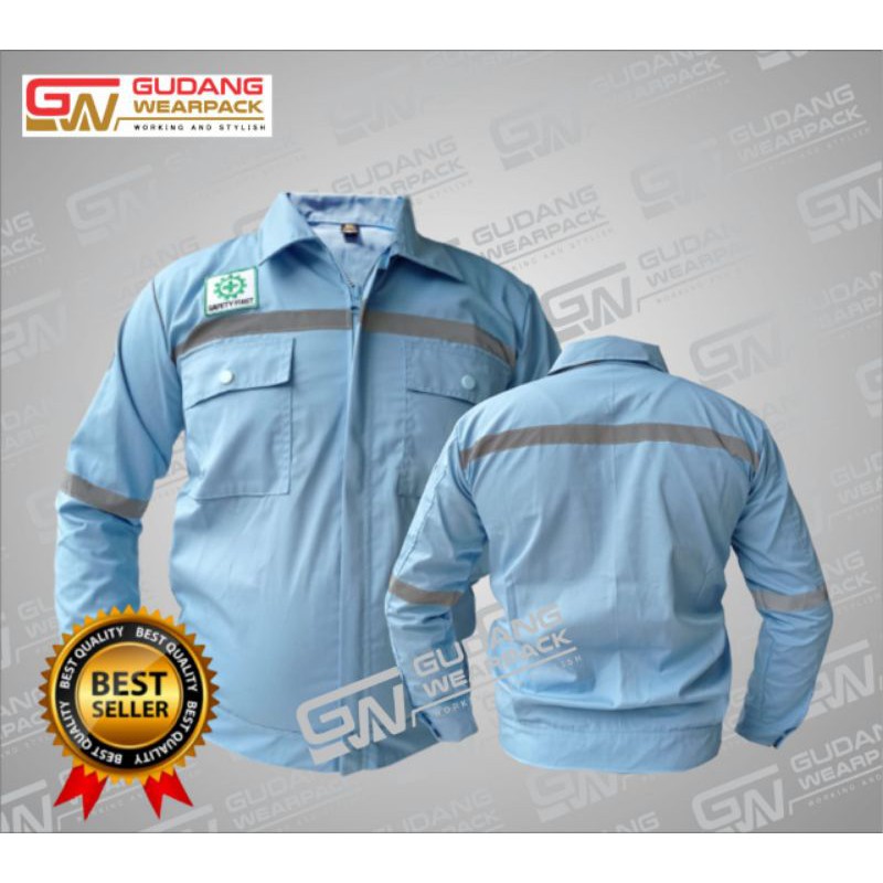 Gudang Wearpack - Baju Kerja Seragam Proyek Warna Biru Muda Telor Asin Polos