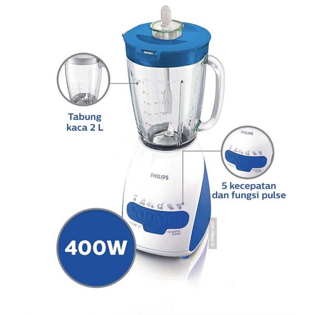 Philips HR2116 Blender Dan Juicer Gelas Kaca Kapasitas 2 Liter