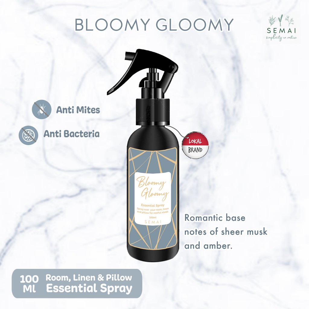 SEMAI Bloomy Gloomy Essential Spray Anti Mites bed spray pewangi sofa anti tungau semprot kasur bayi pengharum mobil