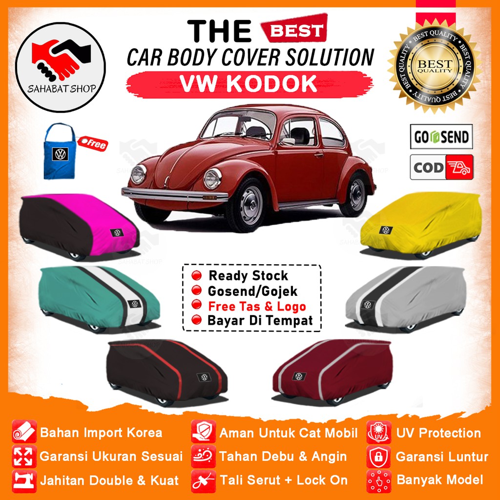 Sahabat Body Cover Mobil Kodok / Sarung Penutup Volkswagen Beetle Outdoor / Mantel Selimut Jas Pelindung Pembungkus Tutup Mantol Kerudung Kelambu Kerodong Tutupan Bungkus Terpal Mobil VW Kodok Type 1 Waterproof Anti Air Model Orange