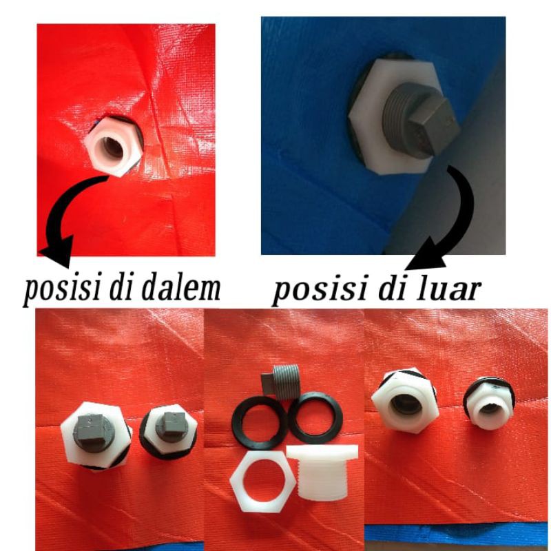 alat pembuangan air kolam terpal/sirkulasi kolam terpal/drenaise kolam