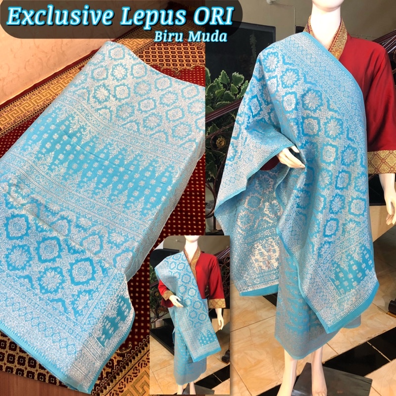 EXCLUSIVE Songket Lepus Biru muda Gebeng ORI/songket tenun asli palembang /ilham songket palembang