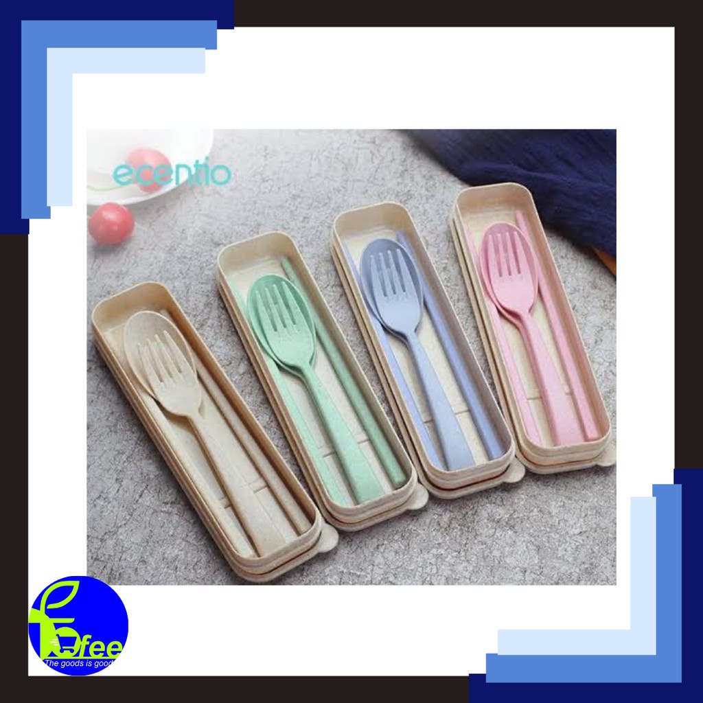 [IMPORT] - Sendok Garpu Sumpit Alat Makan Set Bahan Jerami