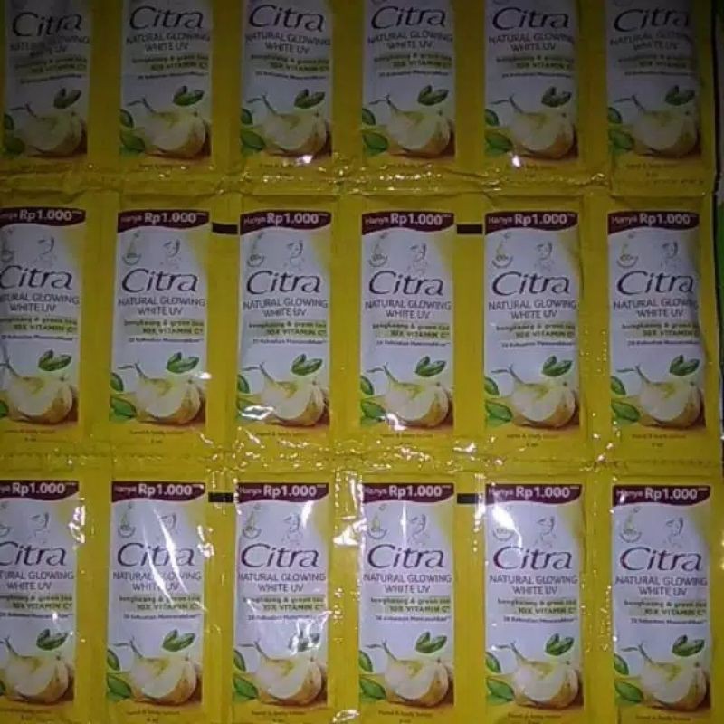 Citra Hand &amp; body lotion Natural Glowing white uv bengkoang &amp; greentea 9 ml(12pcs)