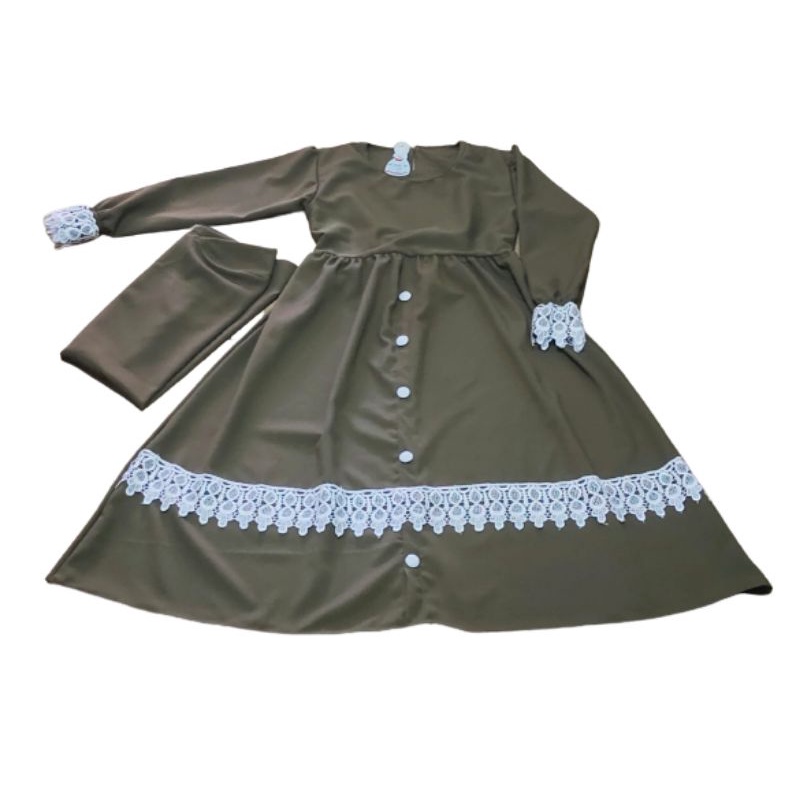 SET GAMIS BANAT RENDA ANAK PEREMPUAN untuk USIA 7-8 TAHUN ITYCREPE