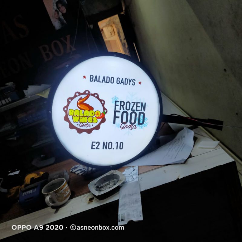 neon box bulat diameter 60cm
