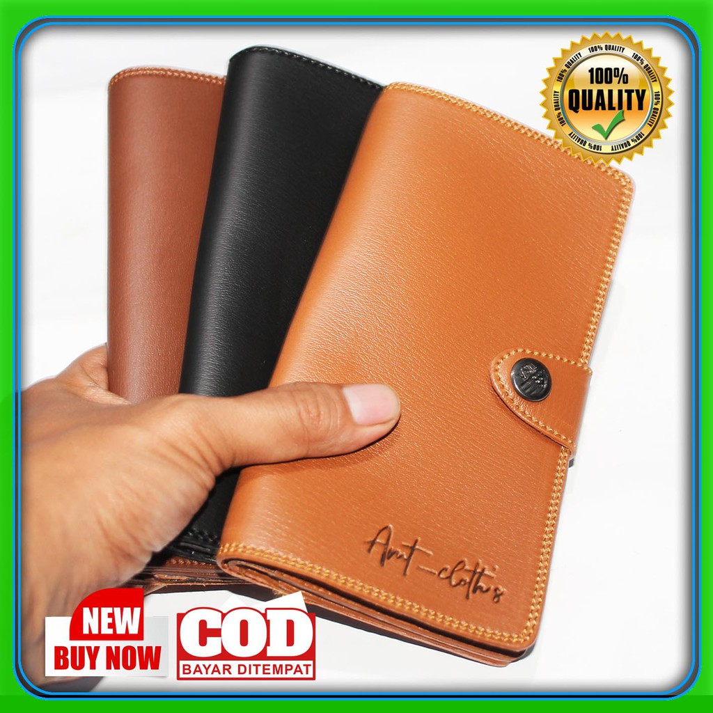 Dompet Cowok Panjang Elegan Sintetik PVC Kancing kasual