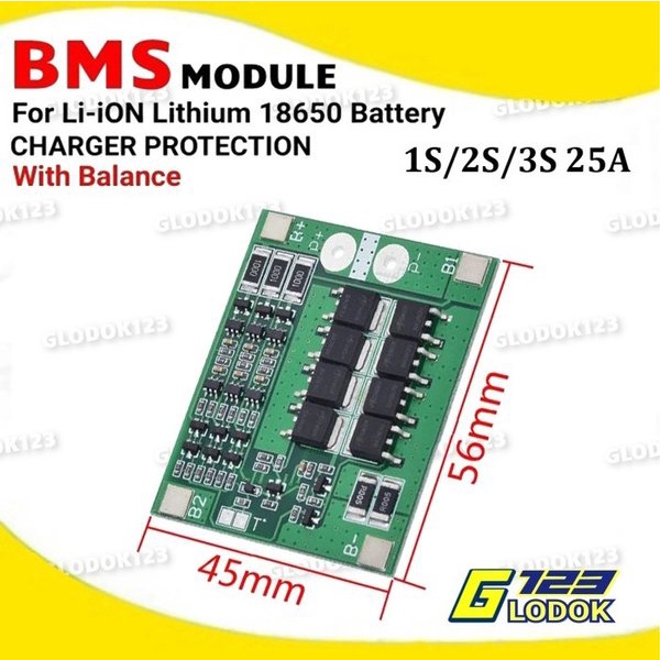 BMS 1S 2S 3S 25A Lithium Battery Balanced Charger Protection 18650