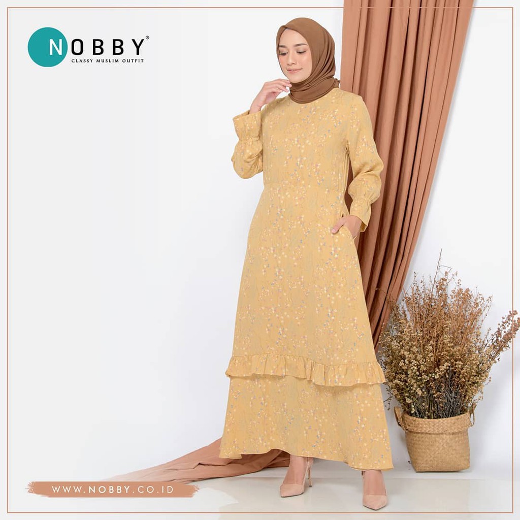 Nobby Diara Motif Bunga Dress Muslim Wanita