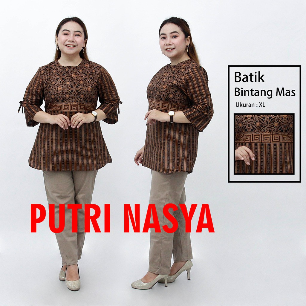 Blouse Jumbo Batik / Atasan Wanita Jumbo Batik SizeS-M-L-XL-XXL-3L-4L-5L Model Lengkap Seragam Batik