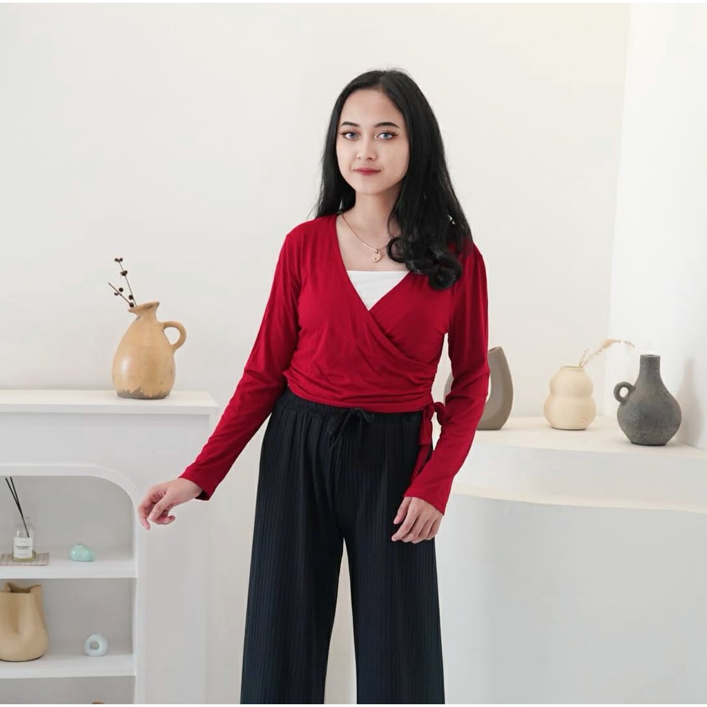 BEFAST - ZFS OOTD Wanita Blouse JINISE / SLING LONG SEXY TOP / Pakaian Blouse Kasual / Blouse Crop Lengan Panjang / Fashion Ala Wanita Remaja Korean Style / Blouse Polos Casual / Trendy / Blosue Kekiniaan Remaja / OOTD Tervaru Wanita 2022