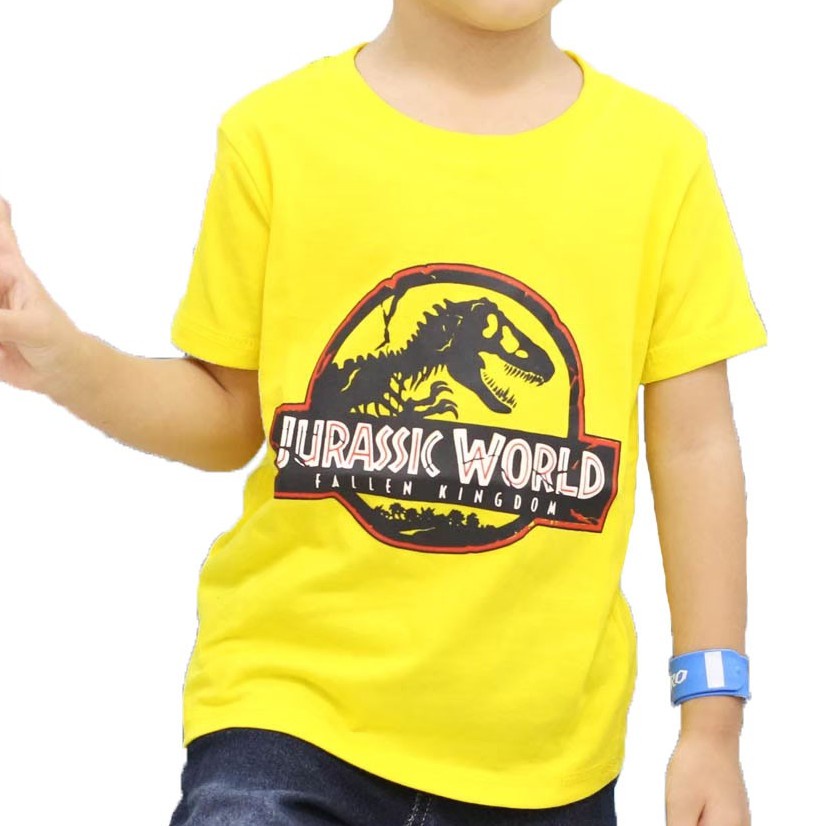 1-8 TAHUN SM BAJU Kaos Lucu Anak LAKIJurassic World Monster Kuning Dinosaurus Konveksi Bandung