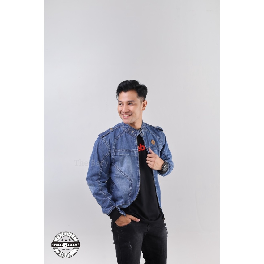 TURUN HARGA ! Jaket Jeans Pria Logo Kulit Scoder The Berry - Jaket Denim Pundak Terlaris - Jaket Cowok Terbaru - Jaket Denim Termurah