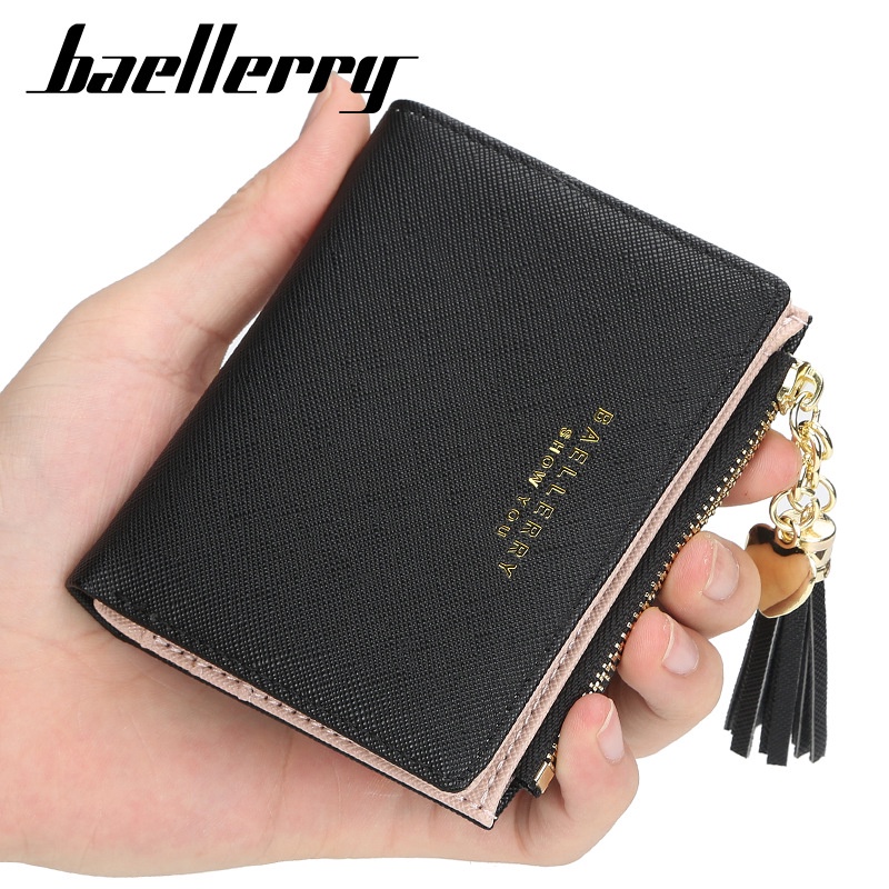 DOMPET LIPAT WANITA BAELLERRY ORIGINAL KECIL KULIT HITAM HELGA WA493B5 MINI TIPIS PENDEK SLOT KARTU UANG KOIN IMPORT KOREA REMAJA KEKINIAN PREMIUM BATAM BRANDED