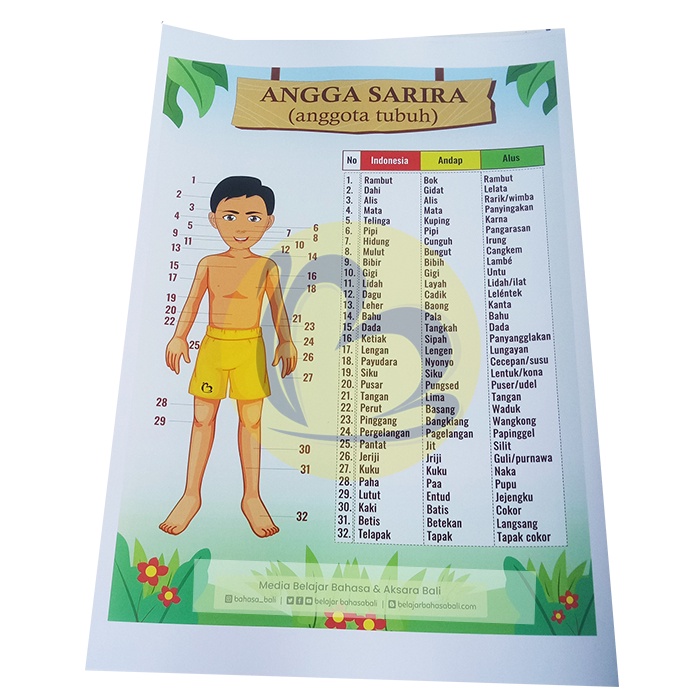 

Poster Anggota Tubuh/Badan - Angga Sarira Bahasa Bali