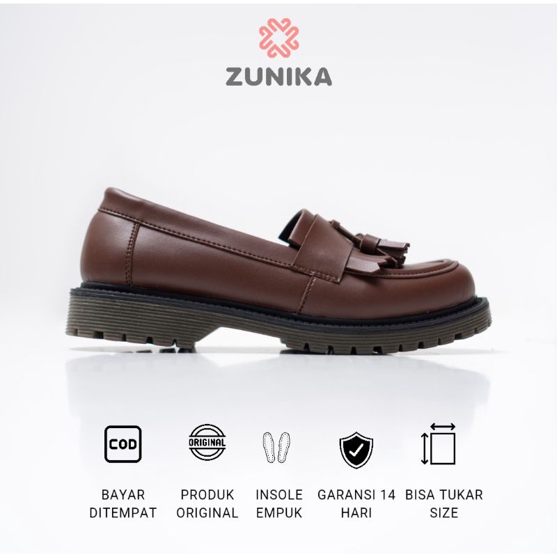 Zunika Women Shoes Hanna Brown Sepatu Formal Sepatu Docmart