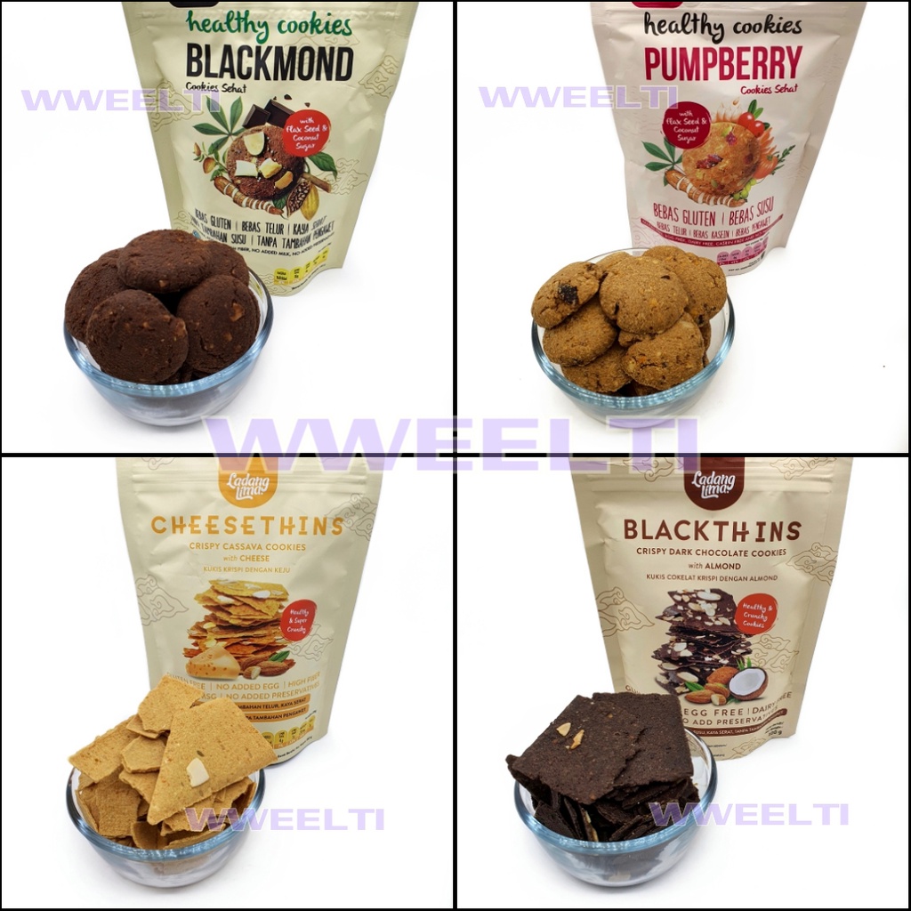 

Ladang Lima Healthy Cookies Gluten Free Blackmond, Pumberry, Blackthins, Cheesethins