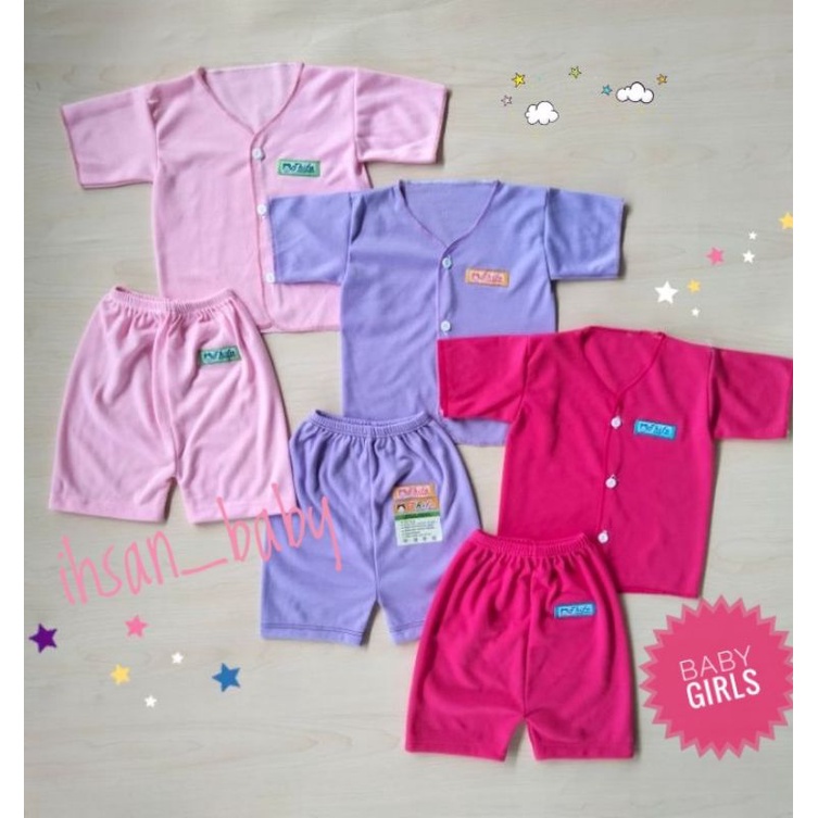 paket hemat baju bayi  baru lahir polos SERI PINK 9 setel(18 pcs)