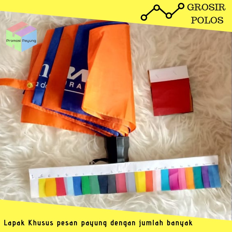 CUSTOM GROSIR payung LIPAT Custom KAIN Bebas pilih Warna + Sablon