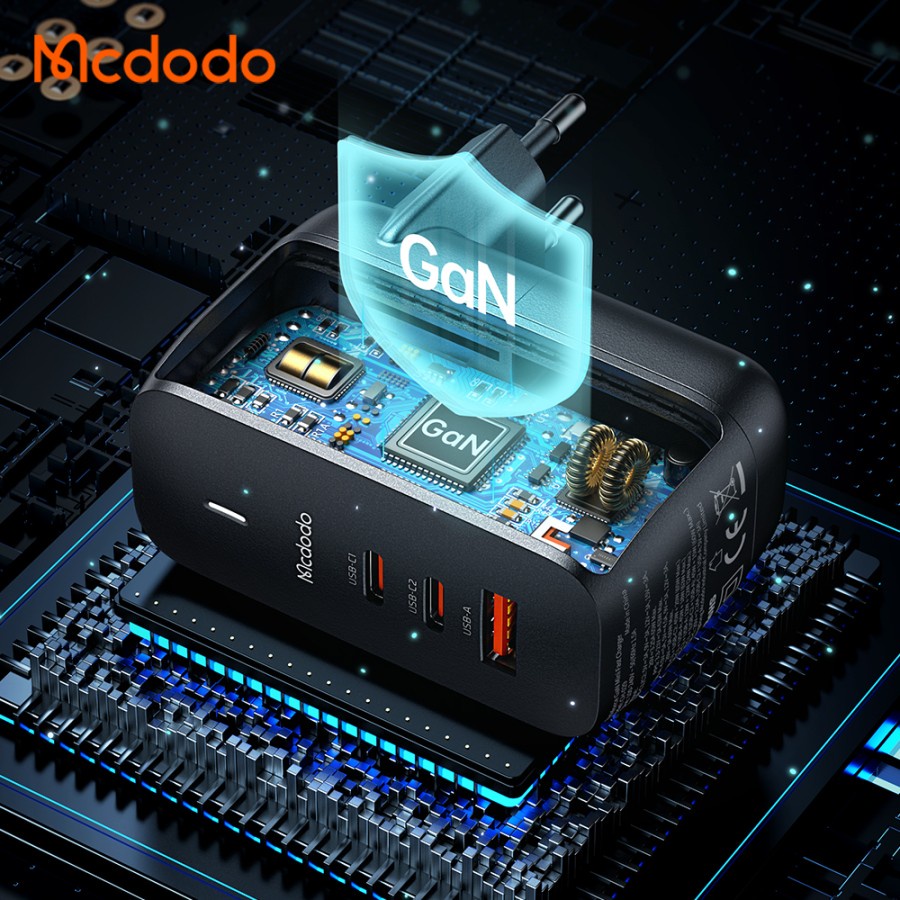 MCDODO CH-8442 Adaptor Charger Mini 65W GAN PD Dual Type C + USB + Cable Fast Charger Universal