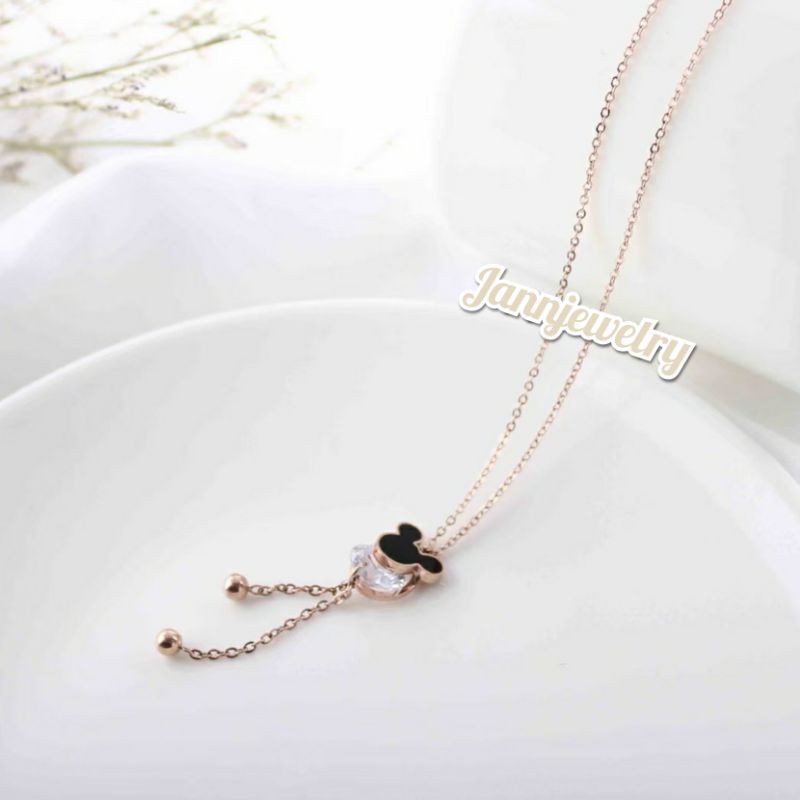 Kalung Titanium Asli Anti Karat One Stone Fashion Korea Simple