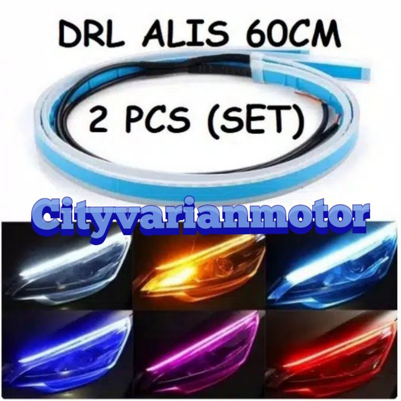 Lampu Alis LED slim alis DRL fleksibel waterproof 12v 60cm 45cm 30cm Alis Running plus sen running Motor Mobil