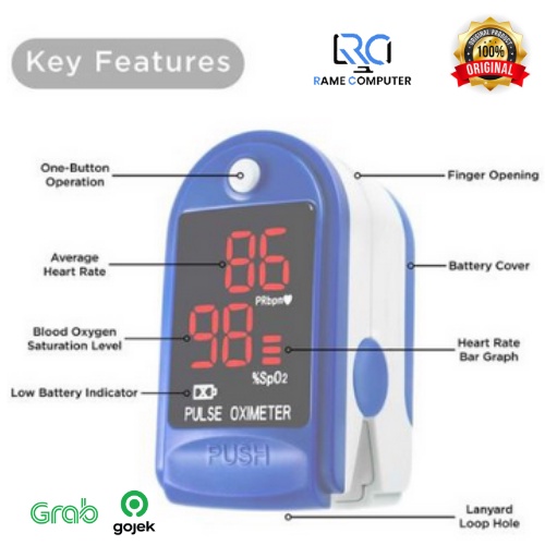 OXIMETER FINGERTIP PULSE LK87 AB-88 Alat Ukur Kadar Oksigen Pengukur Detak Jantung Oxymeter SPO2 LED