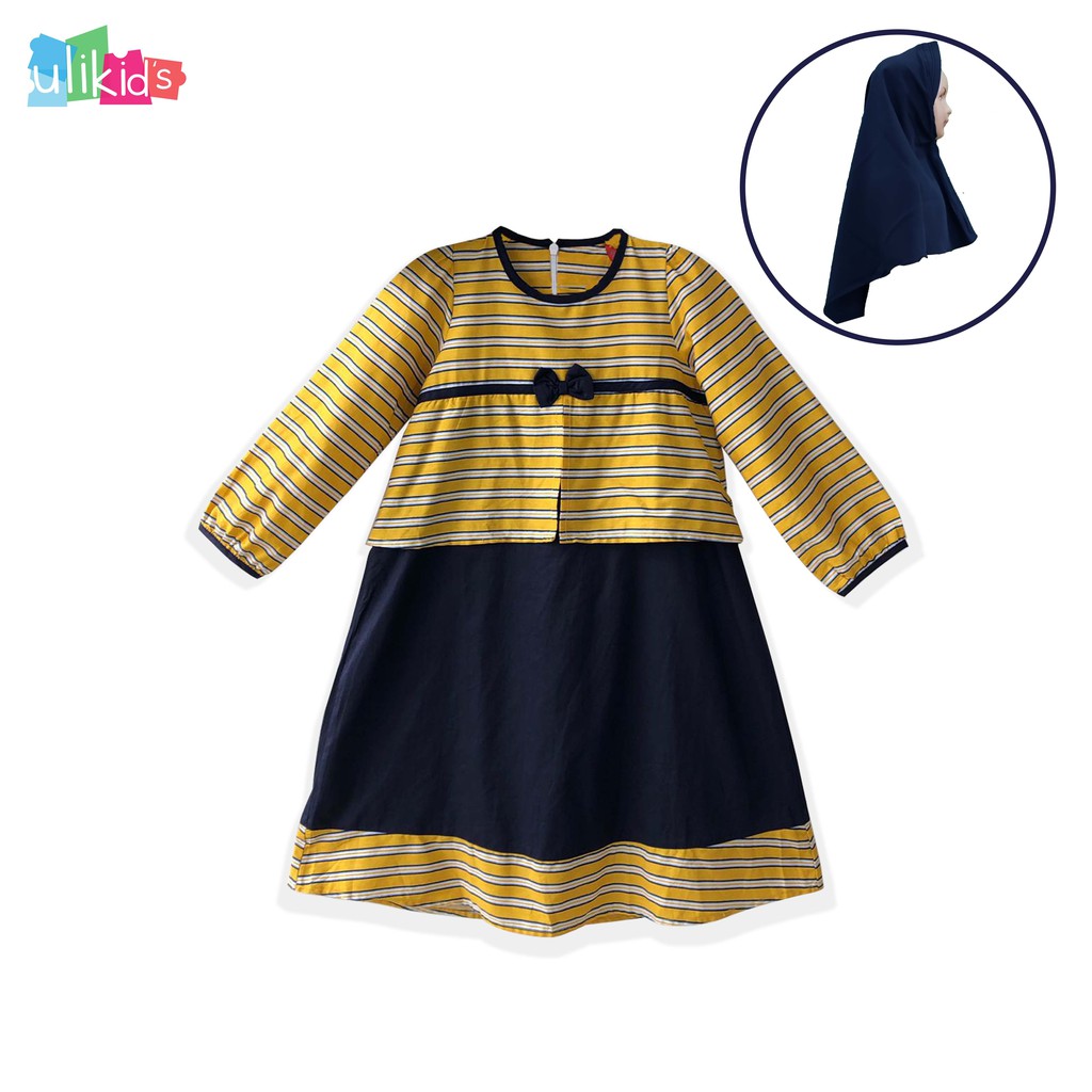 Ulikids Gamis Anak Motif Batik Bahan Kombinasi Satin Velvet Dan Katun Jepang <cod>