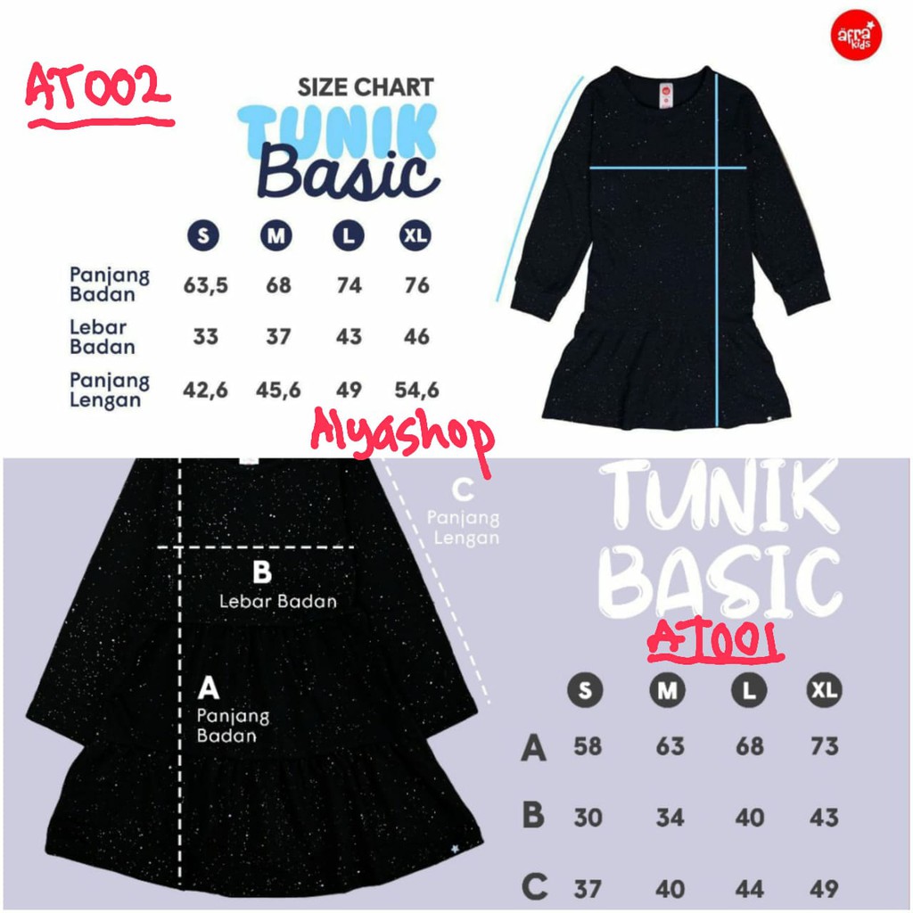 Tunik Basic Afrakids Blink Blink Kode AT001-Hitam, AT002-Navy, AT003-Abu, AT004-Toska, AT005-Dongker