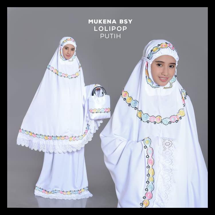 MUKENA DEWASA BSY LOLIPOP PUTIH