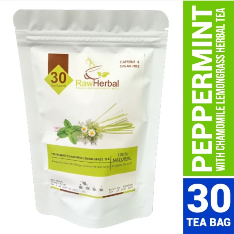 Peppermint Chamomile Lemongrass Tea : Teh Bunga Chamomile, Daun Mint &amp; Serai Isi 30 Tea Bag