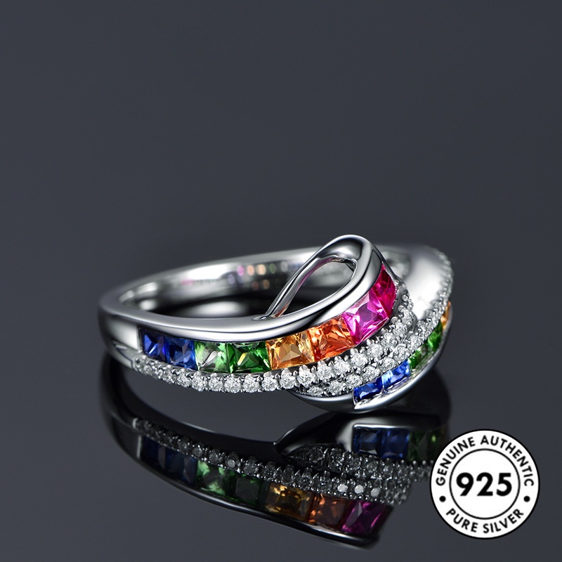 Cincin S925 Silver 18k Gold Moissanite Stackable Untuk Wanita