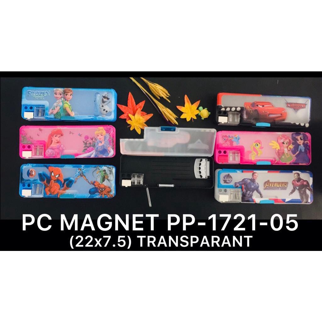 

KOTAK PENSIL MAGNET 2 SISI TRANSPARAN PLUS RAUTAN BERKARAKTER KARTUN ( 22 X 7.5 X 3 CM ) ANEKA WARNA. MURAH 172105