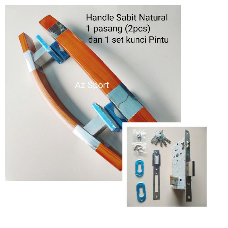 Handle pintu rumah 45 cm - 2 biji tarikan pintu rumah + kunci pintu