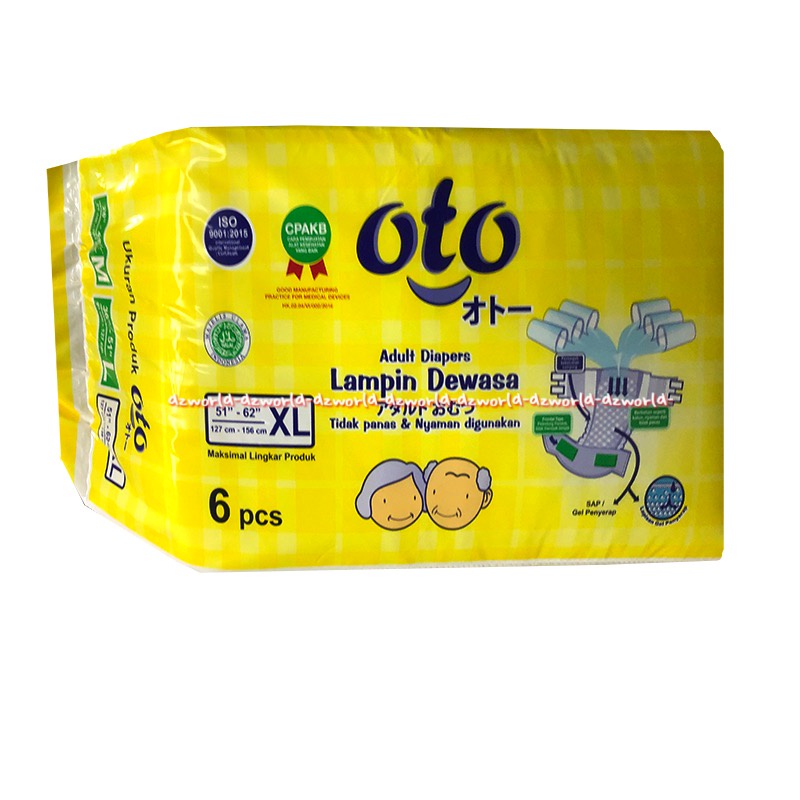 Oto Adult Diapers XL 6 Cool &amp; Comfortable Orang Tua Lampin Dewasa Popok Perekat Dewasa Orang Tua Otto kuning XL6