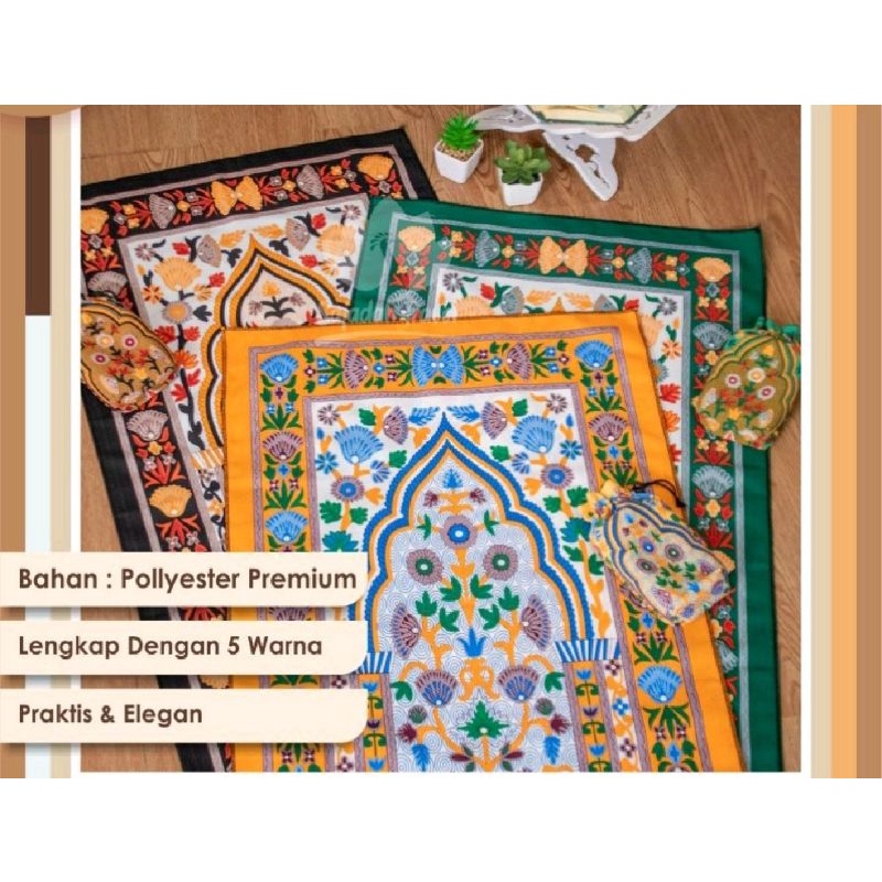 Sajadah Travel Kerang Arabian  Polyester Premium Free kantong 101 x 48cm | Sejadah