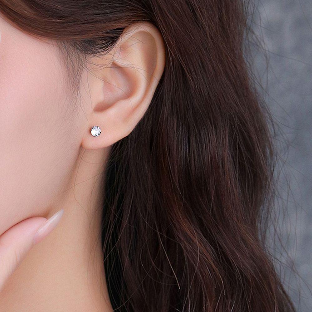 Quinton Zirkon Anting Elegan Sederhana S925 Perak Anting Anti-blocking Tindik Telinga Fashion Perhiasan Anting Mini